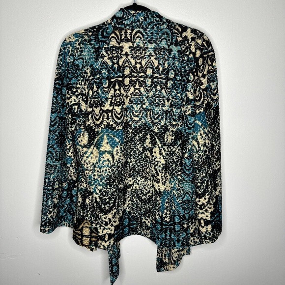 Chicos size 1 M Open Front Drape Cardigan Floral Textured - Picture 5 of 6